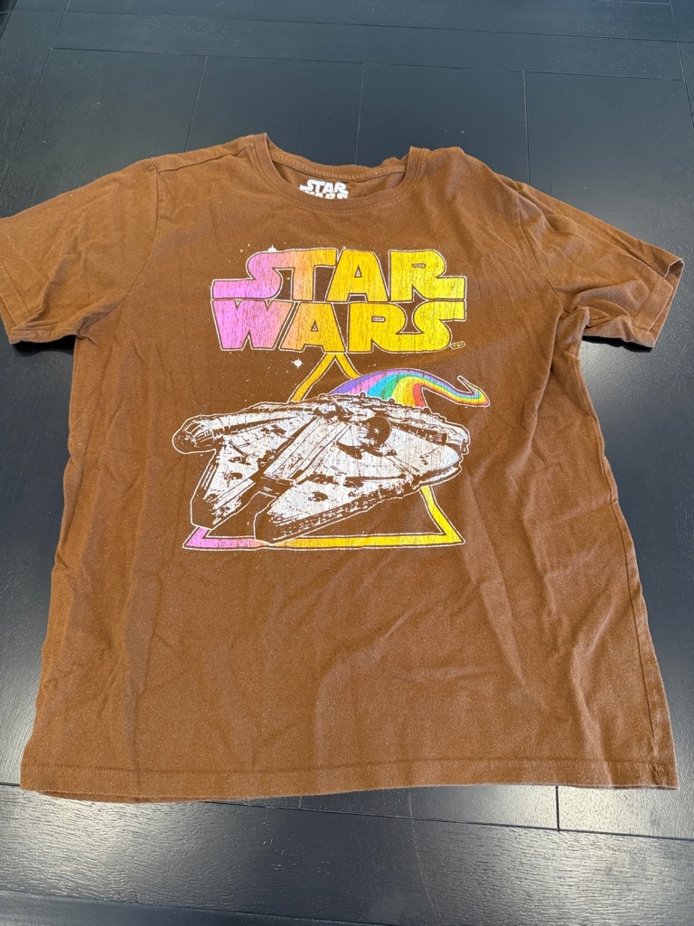 Star Wars Kids Short Sleeve Tee — Brown with Rainbow Logo